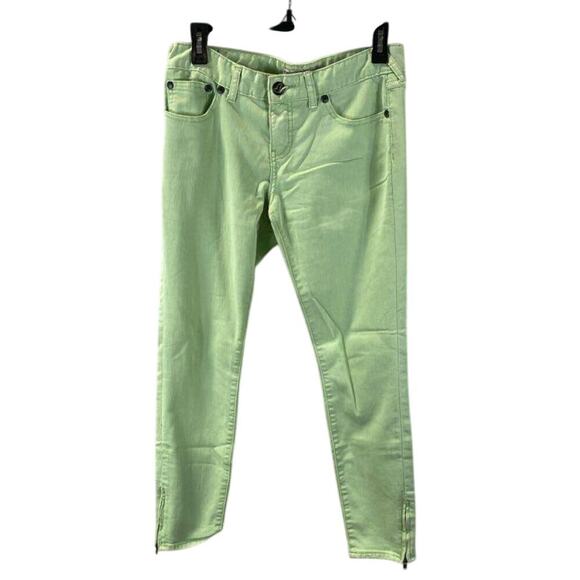 Free People Skinny Green Pants | Size 27 | Zipper Ankles | Stretchy Fit - Picture 1 of 4